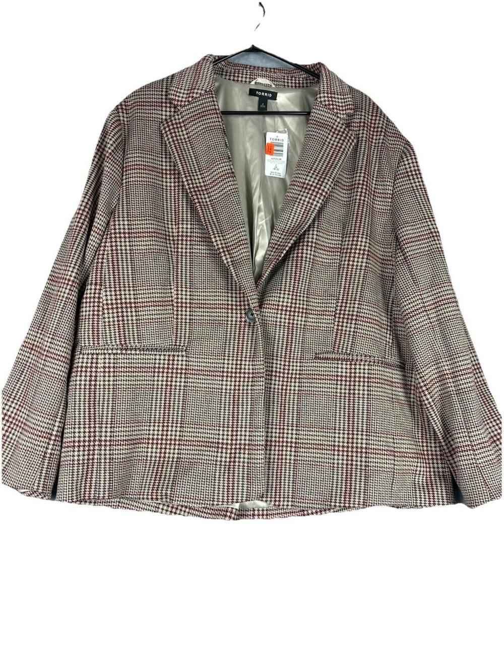NWT Torrid Jacquard Double Knit Blazer Houndstooth Plaid Size 2X